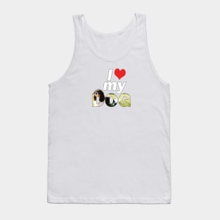 I love (heart) my dog - King Charles spaniel oil painting wordart Tank Top